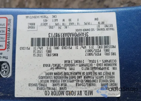 2010 Ford Fusion Se z USA, uszkodzony, nr VIN 3FAHP0HA0AR198713